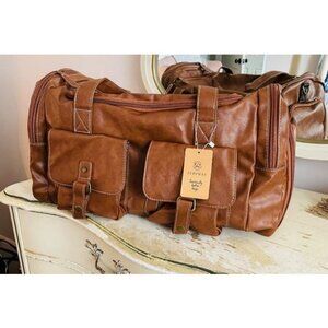 PU Leather Travel Duffel Bag with Shoe Pouch Large Carry on Bag Waterproof